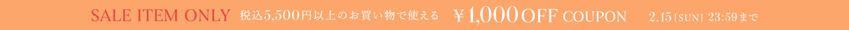 SALEアイテム限定 5,500円以上（税込）お買い上げで1,000円OFFクーポン