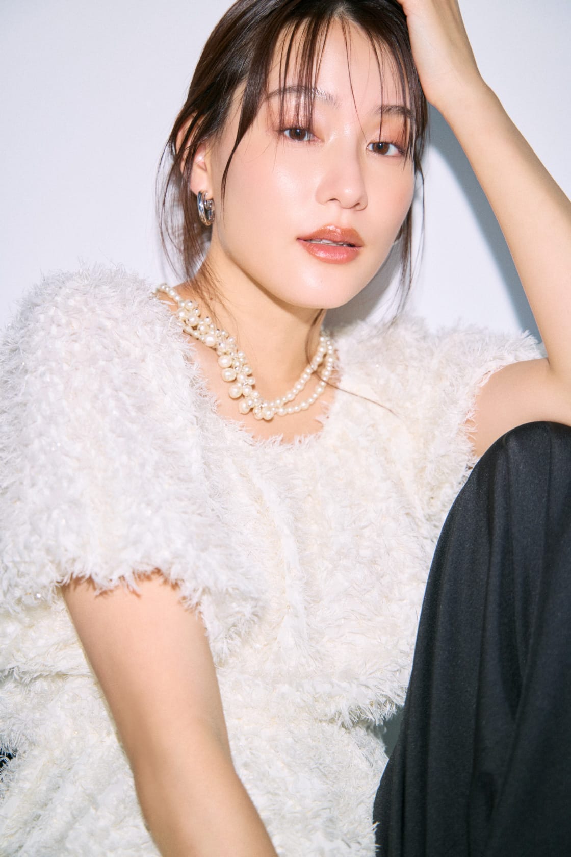 Lame Jacquard 2WAY Blouse ホワイト 02