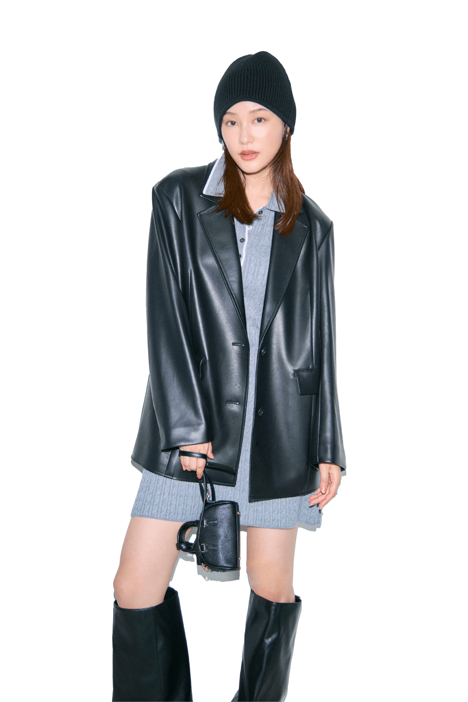 Polo Collar Knit Dress ブルー 01