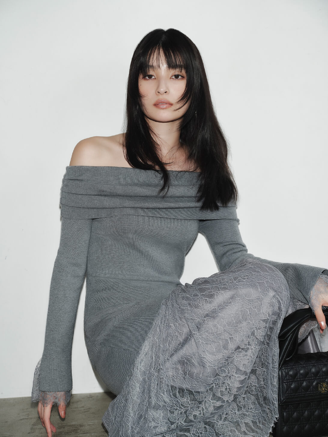 Knit dress / Bag / Shoes 着用イメージ