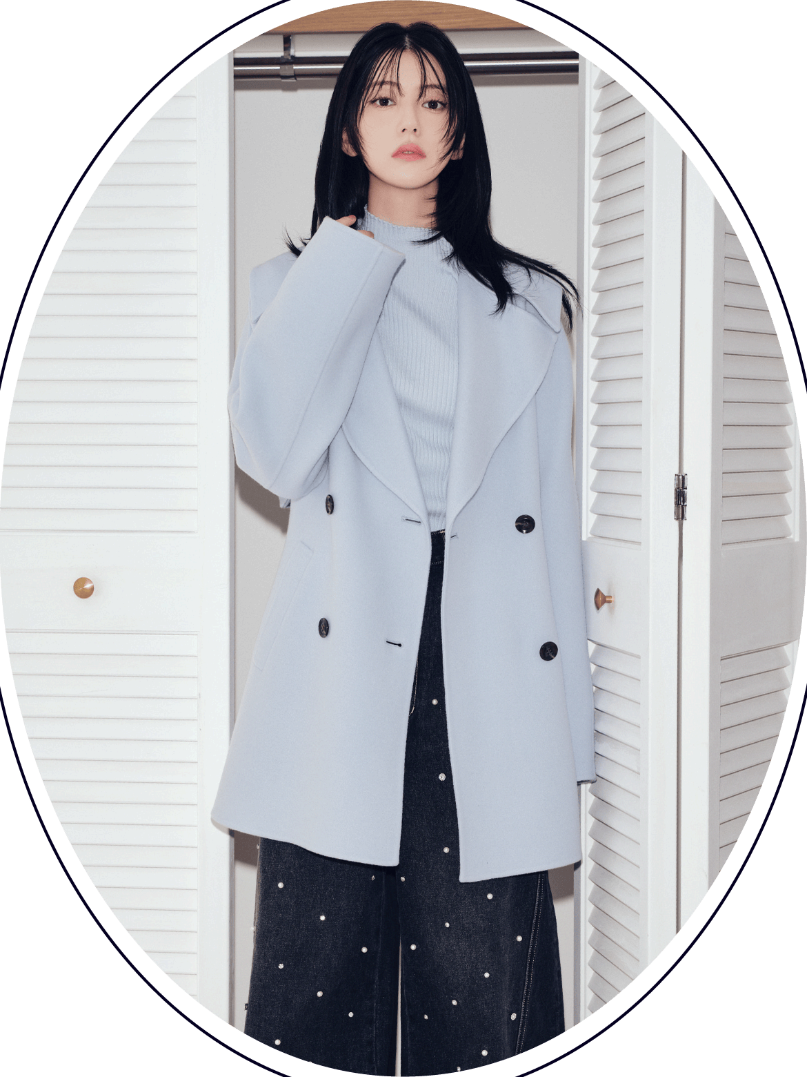 MIDDLE TRENCH COAT 着用カット